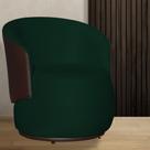 Poltrona Organica Beatriz Suede Verde C/ Composê Corano Marrom - LM DECOR