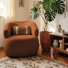 Poltrona Orgânica Chloe Boucle Redonda Decorativa com Almofada Plumante
