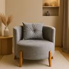 Poltrona Orgânica Curva Luna Veludo Cinza Claro - Montanaris Decor