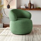 Poltrona Orgânica Funcional Atemporal Base Giratória Eloah Bouclé Italiano Verde Selva