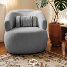 Poltrona Orgânica Giratória Chloe Decorativa com Almofada Plumante Bouclê
