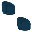 Poltrona Orgânica Giratória Kit 2 Lua Bouclê Azul D03 - D'rossi