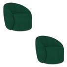 Poltrona Orgânica Giratória Kit 2 Lua Bouclê Verde D03 - D'rossi
