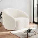 Poltrona Orgânica Luxo Recepção Sala de Estar e TV Amore Bouclé Bege- MABE MAGAZINE