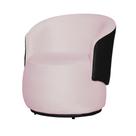 Poltrona Organica Recepção Para Sala Aisha Corano Preto E Suede Rosa Bebe - INCASA DECOR