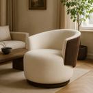 Poltrona Orgânica Redonda para Sala Liz Confortável Elegante Bouclé e material sintético