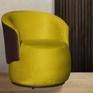 Poltrona Orgânica Veludo Amarelo Com Composê Marrom - Belliv Decor Poltrona Orgânica Veludo Amarelo Com Composê Marrom - Belliv Decor