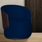 Poltrona Orgânica Veludo Azul Marinho Com Composê Marrom - Belliv Decor
