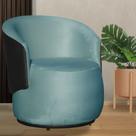 Poltrona Orgânica Veludo Azul Turquesa Com Composê Preto - Vallisa Decor