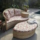 Poltrona Para Área de Lazer Tecido Florido Chase Varanda e Sacada Cor Palha Varanda Fibras