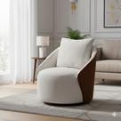 Poltrona para Sala de Estar 74cm X 64cm Mabel Branco/Terracota