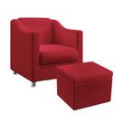 Poltrona para Sala de Estar Alya com Puff Quasar Sued Vermelho Aradecor