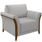Poltrona Para Sala De Estar Decorativa Base Fixa Stefan M03 Linho Cinza - Lyam Decor Poltrona Para Sala De Estar Decorativa Base Fixa Stefan M03 Linho Cinza - Lyam Decor