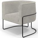 Poltrona Para Sala De Estar Decorativa Fixa Base Aço Preto Betina D02 Bouclê Creme - Lyam Decor
