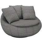 Poltrona Para Sala De Estar Decorativa Giratória Kira M03 Linho Cinza - Lyam Decor