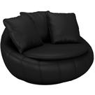 Poltrona Para Sala De Estar Decorativa Giratória Kira M03 Sintético Preto - Lyam Decor