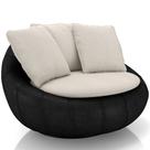 Poltrona Para Sala De Estar Decorativa Giratória Kira material sintético Preto Linho Cru - Lyam Decor