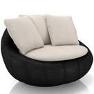 Poltrona Para Sala De Estar Decorativa Giratória Kira material sintético Preto Linho Cru - Lyam Decor