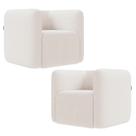 Poltrona para Sala de Estar Decorativa Kit com 2 Maggie K04 Bouclê Bege - Mpozenato