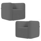 Poltrona para Sala de Estar Decorativa Kit com 2 Maggie K04 Bouclê Cinza - Mpozenato