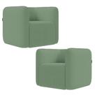 Poltrona para Sala de Estar Decorativa Kit com 2 Maggie K04 Bouclê Verde - Mpozenato