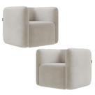 Poltrona para Sala de Estar Decorativa Kit com 2 Maggie K04 Veludo Bege - Mpozenato