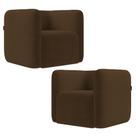 Poltrona para Sala de Estar Decorativa Kit com 2 Maggie K04 Veludo Marrom - Mpozenato