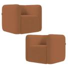 Poltrona para Sala de Estar Decorativa Kit com 2 Maggie Z08 Boucle Terracota - Mpozenato Poltrona para Sala de Estar Decorativa Kit com 2 Maggie Z08 Boucle Terracota - Mpozenato