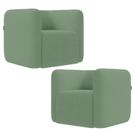 Poltrona para Sala de Estar Decorativa Kit com 2 Maggie Z08 Boucle Verde - Mpozenato Poltrona para Sala de Estar Decorativa Kit com 2 Maggie Z08 Boucle Verde - Mpozenato