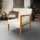 Poltrona para Sala de Estar em Linho Ely Bege Off White