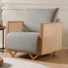 Poltrona para Sala de Estar Madeira Maciça Palha Rattan Arthur