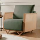 Poltrona para Sala de Estar Madeira Maciça Palha Rattan Arthur