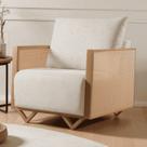 Poltrona para Sala de Estar Madeira Maciça Palha Rattan Arthur