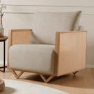 Poltrona para Sala de Estar Madeira Maciça Palha Rattan Arthur