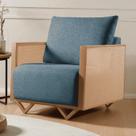 Poltrona para Sala de Estar Madeira Maciça Palha Rattan Arthur