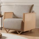 Poltrona para Sala de Estar Madeira Maciça Palha Rattan Arthur