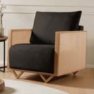 Poltrona para Sala de Estar Madeira Maciça Palha Rattan Arthur