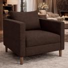 Poltrona Para Sala de Estar Moderna Luxo Grande Linho Estofada Confortável Quarto Varanda Recepção