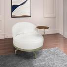 Poltrona para Sala de Estar Normah Giratória Linho Boucle Branco Off-White