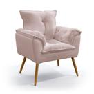 Poltrona Para Sala de Estar Opala N-031 Veludo Rosê Claro Aradecor