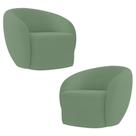 Poltrona para Sala de Estar Orgânica Kit com 2 Garbin K04 Bouclê Verde - Mpozenato