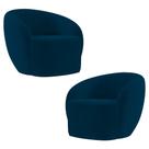 Poltrona para Sala de Estar Orgânica Kit com 2 Garbin K04 Veludo Azul Marinho - Mpozenato