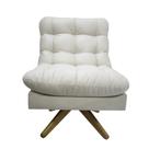 Poltrona Para Sala de Estar Quarto Escritório Decorativa Confortável Elegante Luxo Giratória Estofada Livia Bege Claro Suede