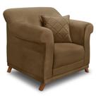 Poltrona Para Sala de Estar Vênus Suede Caramelo Pés Castanho - Pallazio
