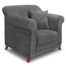 Poltrona Para Sala de Estar Vênus Suede Pés Castanho - Pallazio
