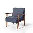Poltrona para Sala Decorativa Estofada Base Madeira Maciça Júlia Azul - Straub Web