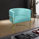 Poltrona para Sala Decorativa Luna Base Ferro Dourado Veludo Azul Turqueza Visan Estofados