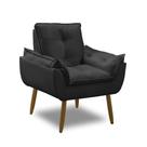 Poltrona Para Sala Decorativa Opala Pés Madeira Suede Preto Império Decor