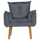 Poltrona Para Sala Decorativa Opala Suede Cinza