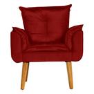 Poltrona Para Sala Decorativa Opala Veludo Vermelho Escuro
